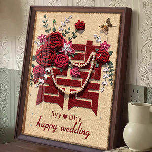 Modern Simple Wedding Gift Diamond Painting Rose Happiness Character Handmade Brick Stone Sticker Living Room Cross Stitch