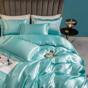 Dansunreve ชุดเครื่องนอน 3/4ชิ้น ชนิดผ้าซาติน ผ้าซาติน 6/5/3.5 ฟุต bedding sets ice silk ระบายอากาศ บางเบาเย็นสบาย