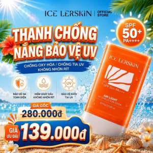 Que chống nắng ICE LERSKIN SPF 50+++ Sun Stick 20g Kiềm dầu kháng mồ hôi tiện dụng cho du lịch dã ngoại.
