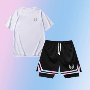 ชุดกีฬาฤดูร้อนสไตล์อเมริกัน Oregon แห้งเร็ว กางเกงขาสั้นสำหรับผู้ชาย วัยรุ่น ฝึกบาสเก็ตบอล วิ่ง ระบายอากาศได้ดี ชุดกีฬา