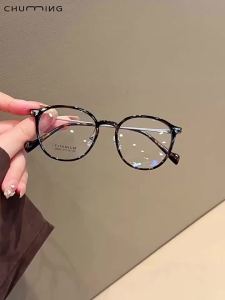 Chuming | Retro Tortoiseshell Round Titanium Frame Anti-Blue Light Glasses
