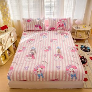 ผ้าปู Sanrio ผสม Cinnamoroll, Kuromi ผ้าปูเตียงนุ่มเตียงเดียว ขนาด 16 คิด