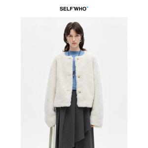 Womens New Winter Wool-Blend Fur Jacket