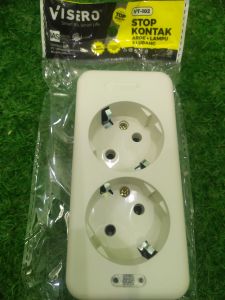 stop kontak terminal listrik 2colokan brand visiro dilengkapi lampu indikator sekrup tidak mudah slek