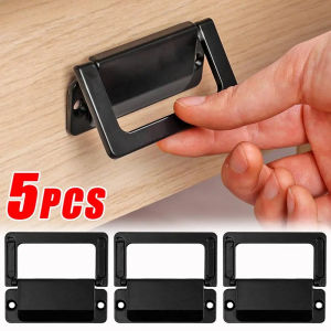 5PCS Cabinet Hidden Folding Handle Zinc Alloy Punch-free Drawer Pulls Wardrobe Makeup Table Sliding Door Handle Furniture Pull