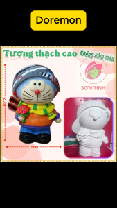 Tượng thạch cao Đô rê mon Doremon đội nón M77 (Không kèm màu) Bé Tô Màu Tô Tượng trò chơi trẻ em