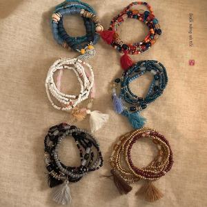 Multi-Layer Colorful Xiaomi Bead Bracelet Womens Style Ethnic Vintage Couple Besties Hand Jewelry Stack Wear Bracelet