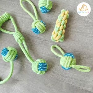 【PETZOOM】Dog Toys Dogs Chew Teeth Clean toys Grinding Teeth Traning Fun Playing Cotton Rope Ball Puppy Toys