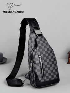 Casual Leather Crossbody Bag Mens Travel Fashion Single Shoulder Bag Leisure Style Vertical Square Shape Medium Size Chest Bag