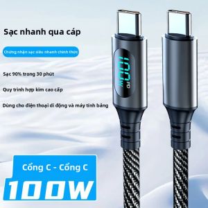 Cáp Sạc Siêu Tốc 120W/100W USB A Sang Type C Có Màn Hình Hiển Thị Kỹ Thuật Số Dành Cho iPhone & Android Chất Liệu Bện 1M/2M