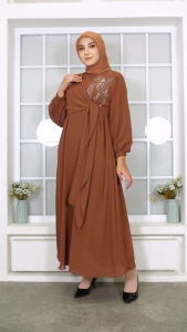 Abiyyuco TA9068 | Gamis Polos Simple Elegan Kekinian Terbaru 2025 Bahan Ceruty Babydoll