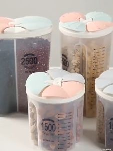 HL0225 Food Storage Toples Makanan Wadah Tempat Penyimpanan Cereal Makanan Kering 2500ML 4 Slot