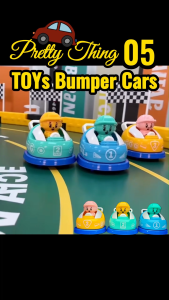 Toy bumper cars with numbered and cartoon characters. (It can still move forward and backward after the collision. cute)