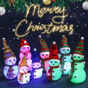 LED Snowman Santa Claus Ornament Christmas Tree Light Hanging Decor Xmas Gift