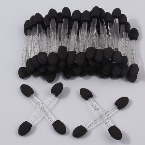 แปรงแต่งตาแบบฟองน้ำสองหัวขนาดกะทัดรัดและพกพาสะดวก 50 ชิ้น เครื่องมือแต่งหน้าอเนกประสงค์สำหรับผู้เริ่มต้น