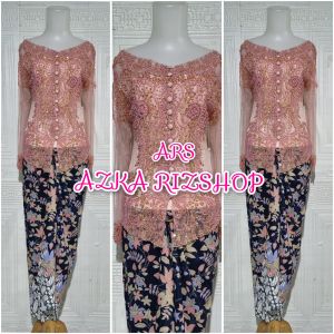 set kebaya wisuda kebaya nude + longtorso dan rok lilit