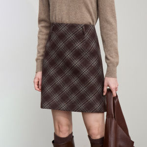 Wool Plaid A-Line Skirt