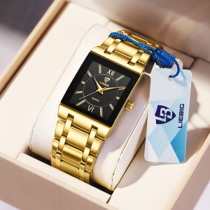 💥98% Choise💥LIEBIG Watch for Women Original Luxury Quartz Watch Fashion Relo Black Gold Watch Leopard Design Men durable Stainless Steel Waterproof Womens Watch L1029