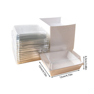 10pcs Kraft Paper Cake Cookie Boxes with Clear Lids Macaron Donut Dessert Pastry Gift Box Food Container Birthday Party supplies