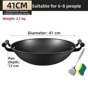Premium Traditional Nonstick Cast Iron Stir-fry Pan