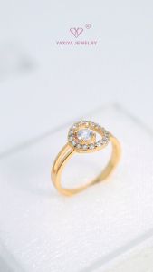 Yaxiya Cincin Emas Wanita Permata Perhiasan Lapis Emas 18K 363