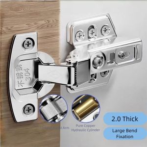 2PCS Stainless Steel Cabinet Door Hinge Hydraulic Damper Cushioning Two-Section Force Quiet Hidden Hinge Furniture Accessories