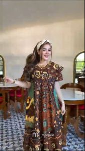 DASTER PAYUNG JUMBO COKLAT KANCING DEPAN BUSUI BUMIL TERBARU RAYON PREMIUM
