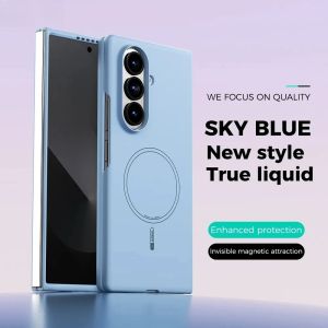 Stylish Original Liquid Silicone Magnetic Case For Samsung Galaxy Z Fold 8 Ultra 7 6 5 For Magsafe Anti-Shock drop Protect Cover