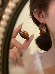 Elegant Vintage French Red Earrings Micro Drunken Dance Versatile Fashionable Large Size Alloy Gold Plated Womens Jewelry