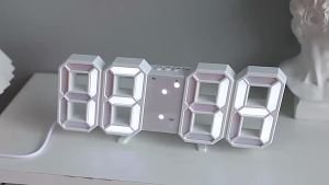 3D LED Digital Alarm Clock Colorful Night Light Wall Desk Clock with Temperature Alarm Function Modern Home Decor Digital Clock