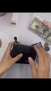 Dompet Baru Pendek Lelaki Dompet Zip Mendatar Dompet Kulit PU Lelaki Dengan Zip Dompet Patchwork Corak Tenunan