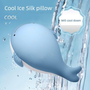 Summer Ice Silk Whale Shaped Plush Pillow Cute Girls Sleeping Pillow Super Soft Toy Cool Cushion Bedroom Decorative Throw Pillow