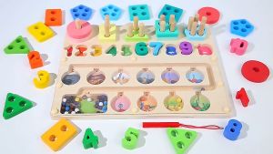 Kids 3in1 MAGNETIC COLUMN BOARD Color Number Shape Sorting Pairing Counting Wooden Educational Toy