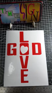 GOD LOVE. VINYL STICKERS DECALS CUT OUT.