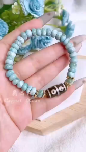 [现货] 八眼天珠+海纹石算盘手串｜招贵人 × 化不顺 × 稳心安神｜8-Eye Dzi + Larimar Abacus Bracelet｜Support • Protection • Calm