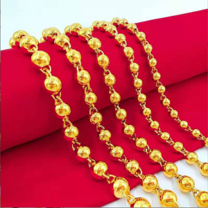 Dây Chuyền Vàng 24K Nam Dây Chuyền Hạt Tròn Mạ Vàng Dây Chuyền Xương Đòn Dây Chuyền Đồng Mạ Vàng Dây Chuyền Dày Dây Chuyền Vàng Nam