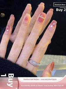 MONLEYTA | Wearable Manicure Nail Patches Summer New Style Short Medium Long Ice Transparent Color French Style Finished Product