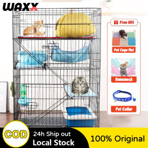 【Free Cat Hammock】Heavy Duty Pet Cage Cat Dog 2/3/4 Layers Large Carrier Easy Assemble Foldable Kulungan ng pusa