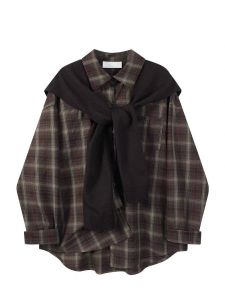 YEBO | Oversized Plaid Polo Collar Vintage Casual Two-Piece Outfit