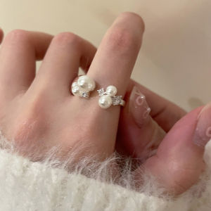 Korean Pearl Open Ring Luxury Niche Design Personalized Ring for Women Temperament Pearl Ring