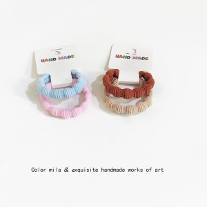 2-Piece Seamless Bean Rubber Band Basic Style Ponytail Hair Ring High Elastic Durable Rubber Band Headband Hair Accessories