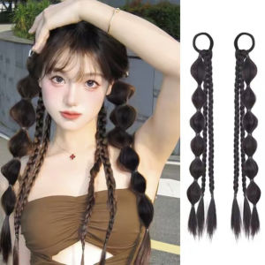 1Pcs Trendy Girl Fake Hair Braids Sweet Twisted Pigtails Bubble Bun Hair Accessories