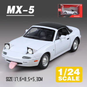 LEO 1:24 Mazda MX-5 Metal Alloy Toys Car Model Diecast Vehicle For Boys Kids Simulation Sound Light Effect Gift Hobbies Collection