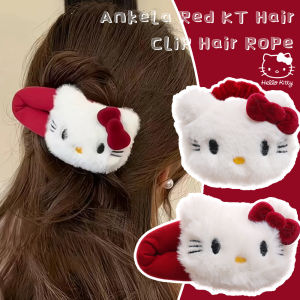 Phim hoạt hình Sanrio Hello Kitty Kẹp Tóc dây buộc tóc sang trọng Kitten Kẹp Tóc BB Clip ancora nơ đỏ mái lệch Phụ kiện tóc kẹp tóc cho quà tặng bé gái