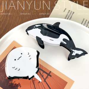 Ocean Series Acetate Animal Shark Whale Devil Fish Hair Claw Tail Clip Fashionable Hair Accessories Freshly Released Item