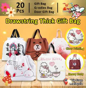 Gift Bag 20Pcs Hello Kitty Drawstring Goodies Plastic Gift Bag Doorgift Beg (105) Snacks Birthday Kids Kahwin Murah Packaging Food Thickening Tote Bag