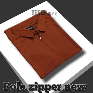 Kaos Polo Zipper Pria Lengan Pendek Poloshirt Zipper Pria Berkerah Polos