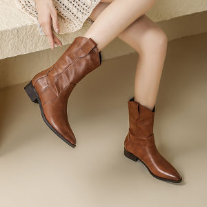 FOXER | Vintage Cowgirl Thick Heel Pointed Toe Ankle Boots