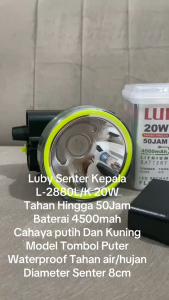 Luby Senter Kepala LED Super Terang Lithium L 2880L CAHAYA PUTIH 20 Watt Tahan 50 JAM