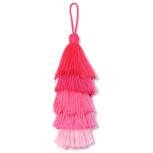 1pc Multicolor Layered Tassel Pendants Gradient Color Three Tiered Fringe Tassels for Keychain Bag Jewelry DIY Craft Decorations